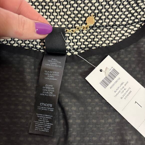 NWT Chico's Black and White Ombre Knit Bolero Jacket Size Medium CC0543 - Picture 7 of 9